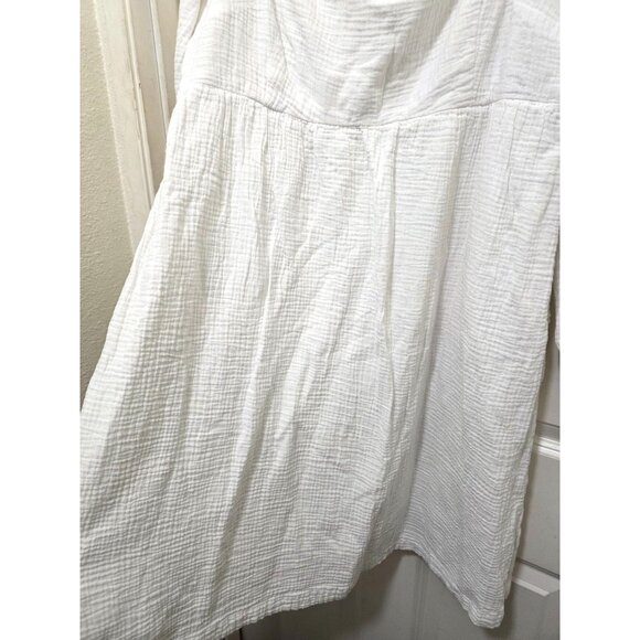 J.Crew Women's White Cotton Smocked Gauze Square Neck Peasant Dress XLT - Picture 4 of 7